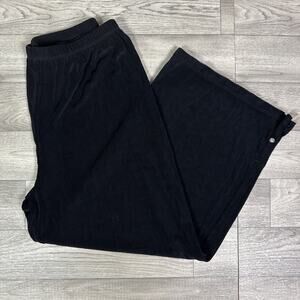 Chico's Travelers Ribbed Pull On Cropped Wide Leg Pants Black sz 2 / Large